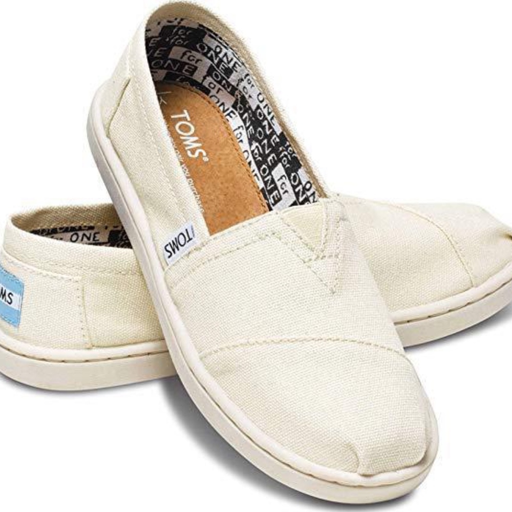 TOMS Youth Classics Natural Canvas Shoes Kids New